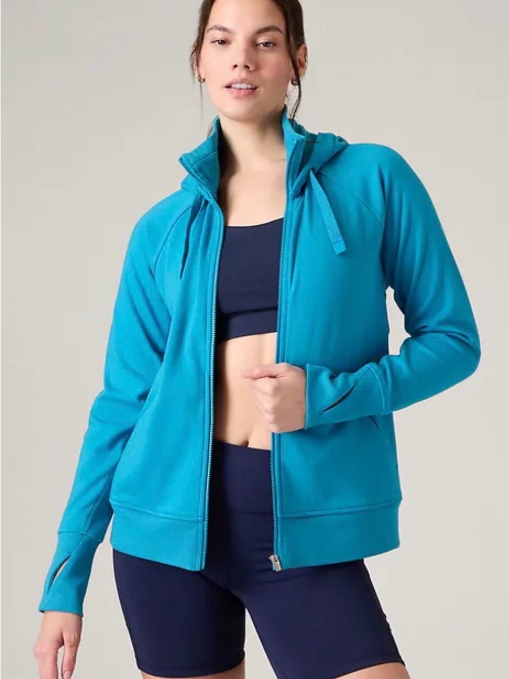 Athleta Triumph Full Zip Hoodie Sweatshirt Teal Blue - NWOT Size L